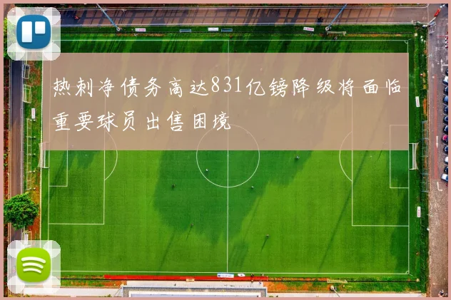 热刺净债务高达831亿镑降级将面临重要球员出售困境